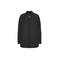 Short Quilt Jacket With Rib, black