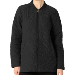 Short Quilt Jacket With Rib, black