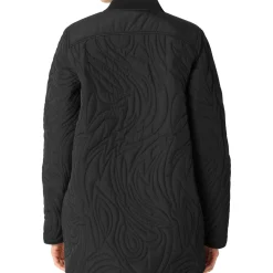 Short Quilt Jacket With Rib, black