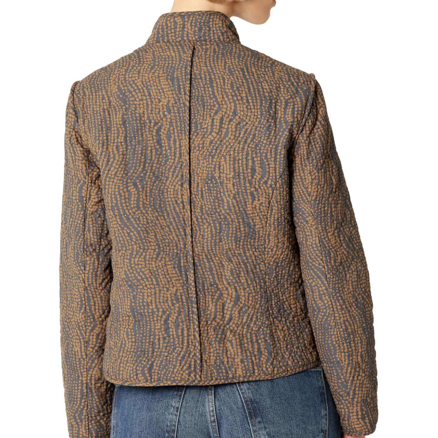 Short Quilted Jacket, beige dotted