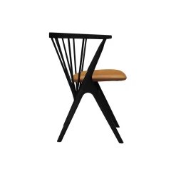 Sibast No 8 spisestol, sortlakeret eg/cognac