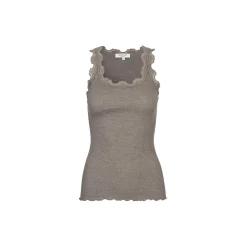 Silketop med blonder, brown melange