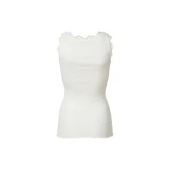 Silketop med blonder, new white