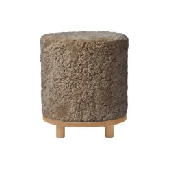 Simon puf, taupe/oak