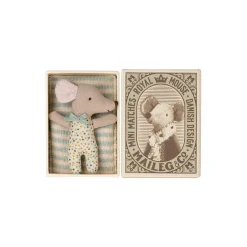 Sleepy/wakey babymus i tændstikæske, blå