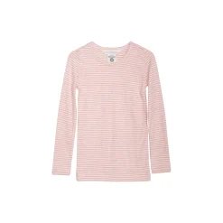 Slim Tee Stripe, coral/offwhite