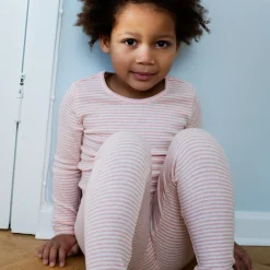 Slim Tee Stripe, coral/offwhite