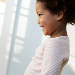 Slim Tee Stripe, coral/offwhite