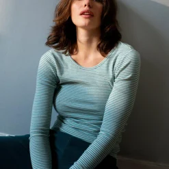 Slim Tee Stripe, nile/offwhite