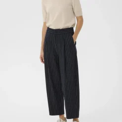 SolbrittPW Pants, navy pinstripe