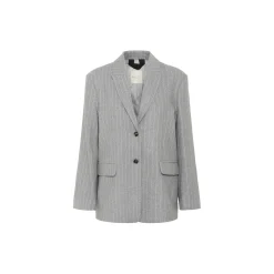 SomayaPW Blazer, medium grey pinstripe