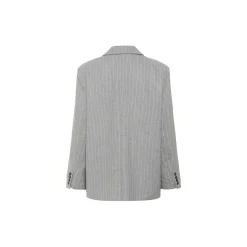 SomayaPW Blazer, medium grey pinstripe