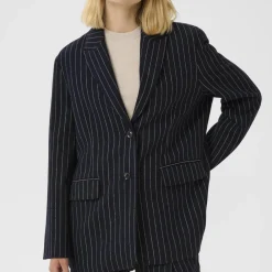 SomayaPW Blazer, navy pinstripe