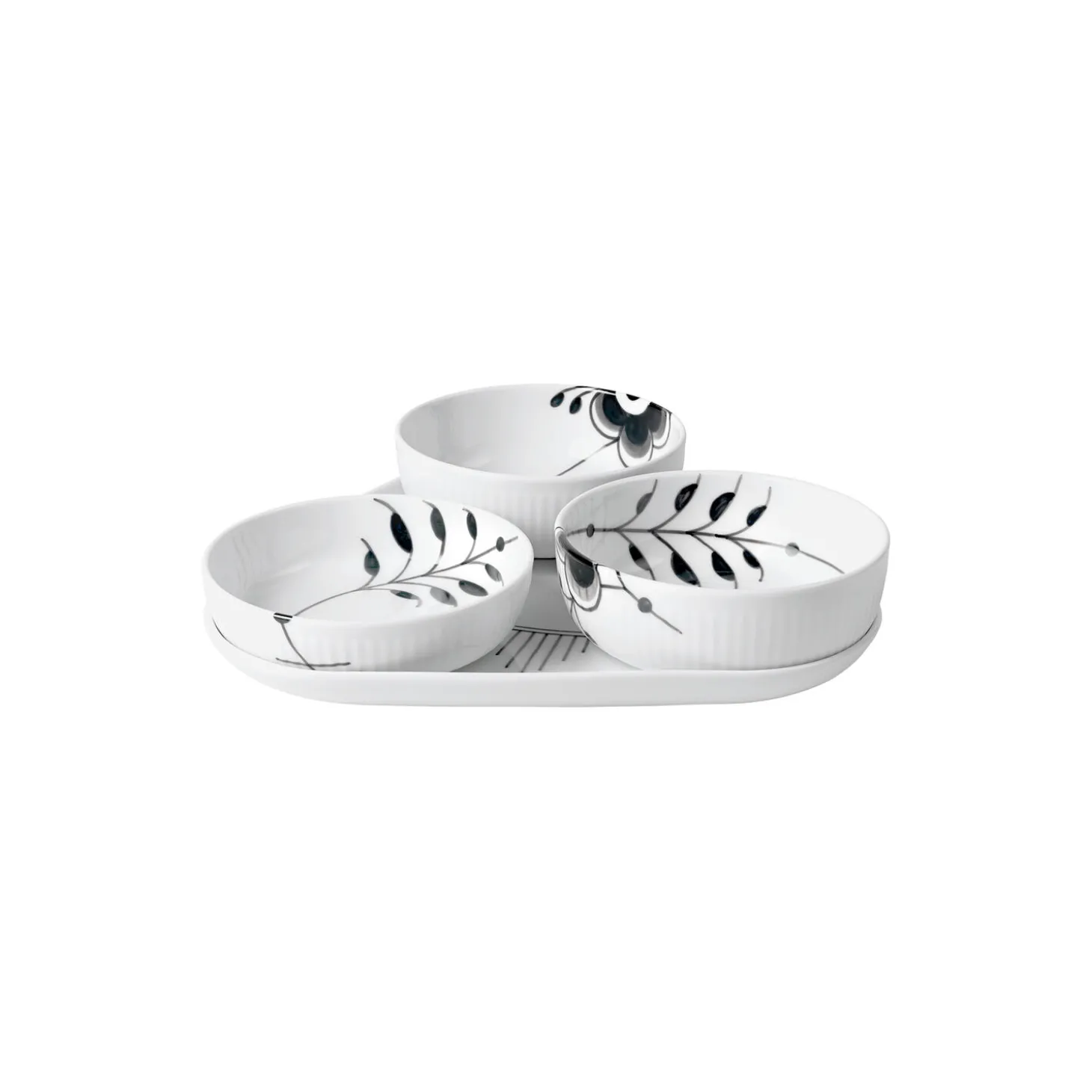 Sort Mega Riflet serveringssæt 4 dele