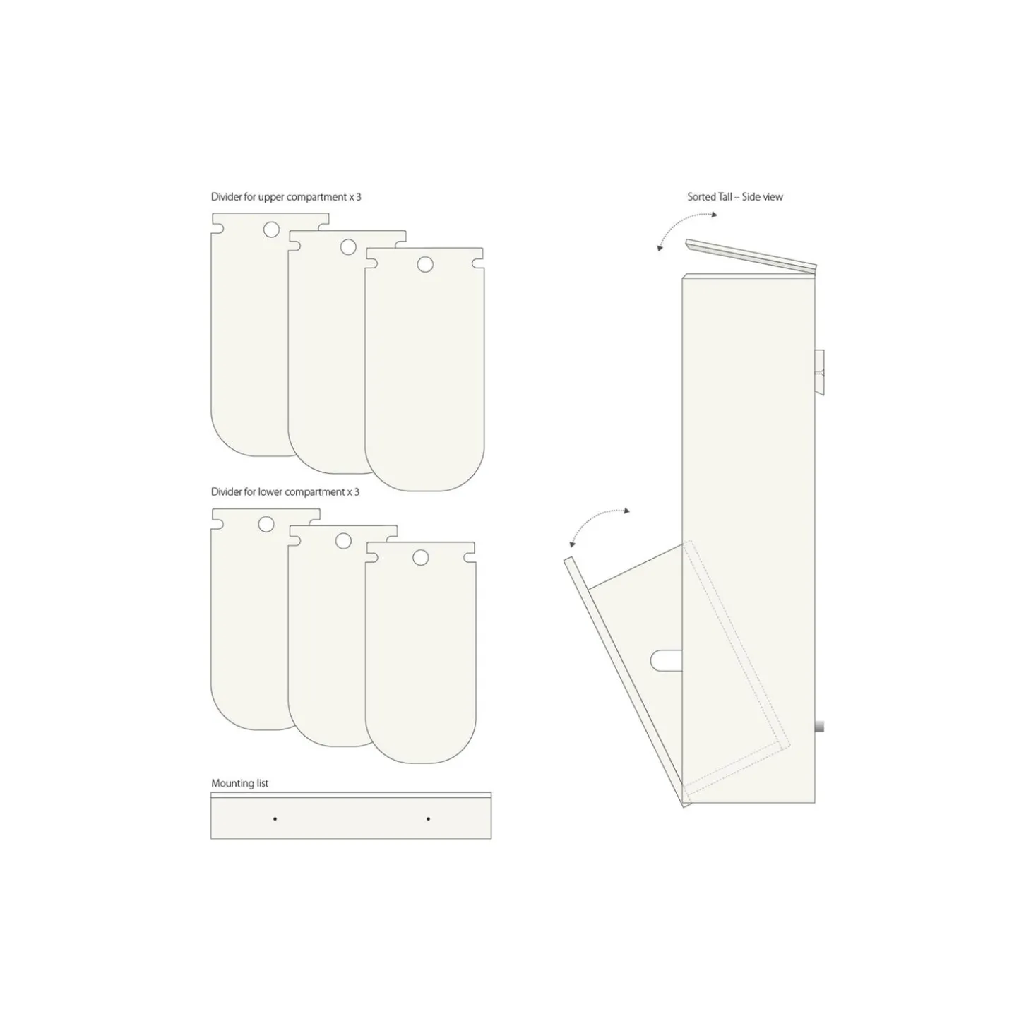 SORTED Premium Tall affaldssortering, white/RAL 9010