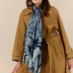 SPRING LEAVES tørklæde, blue