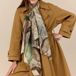 SPRING LEAVES tørklæde, brown/olive