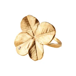 Statement Firkløver ring, forgyldt