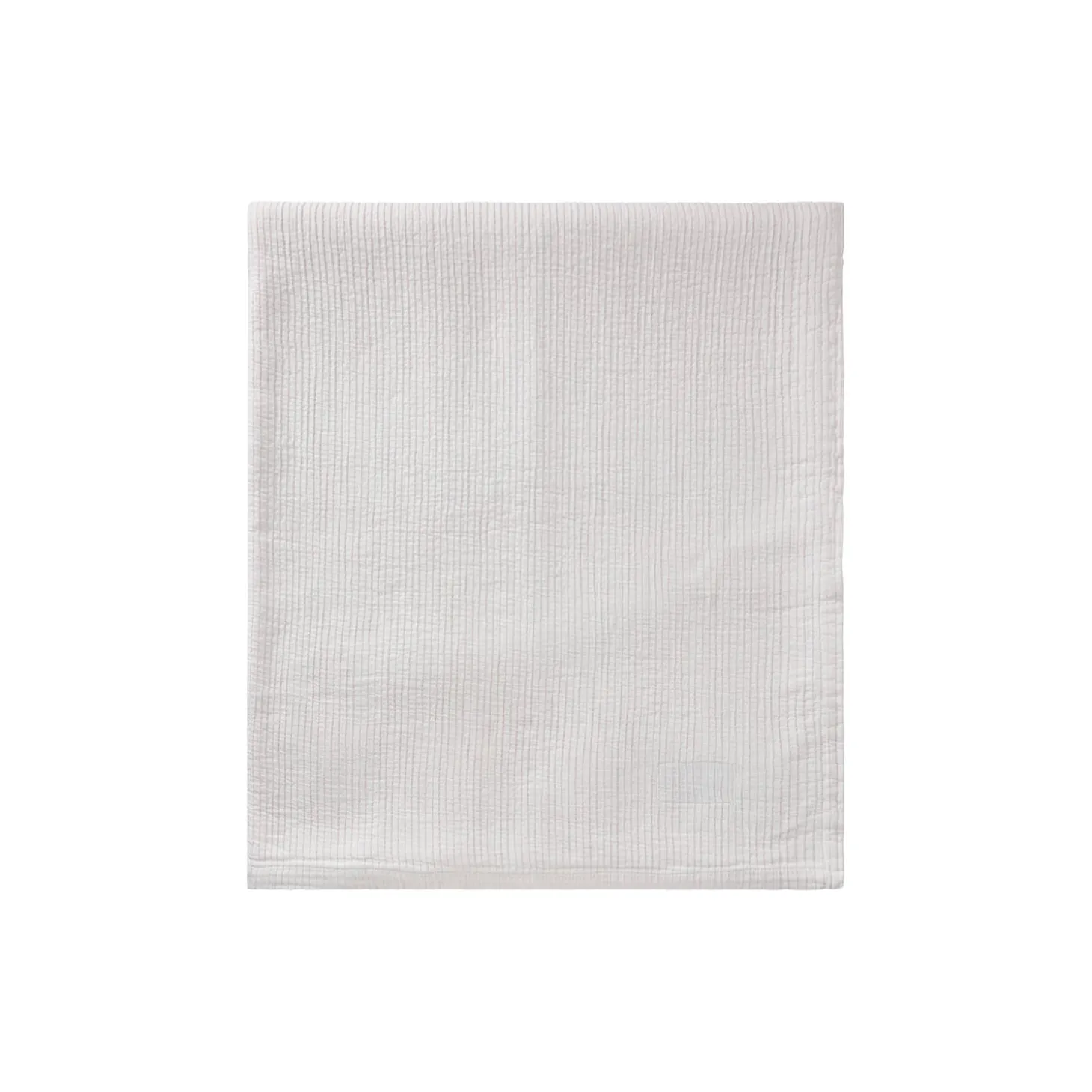 Stribet, vendbart sengetæppe i økologisk bomuld, white/coral