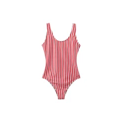 Stripe Swim Suit, red