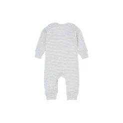 Striped Long Sleeved Romper with Lapneck, lt. blue stripe