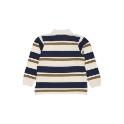 Striped Pique Polo w. LS, green combi