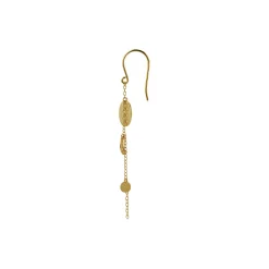 Sun and Moon Earring with Chain Single, gold