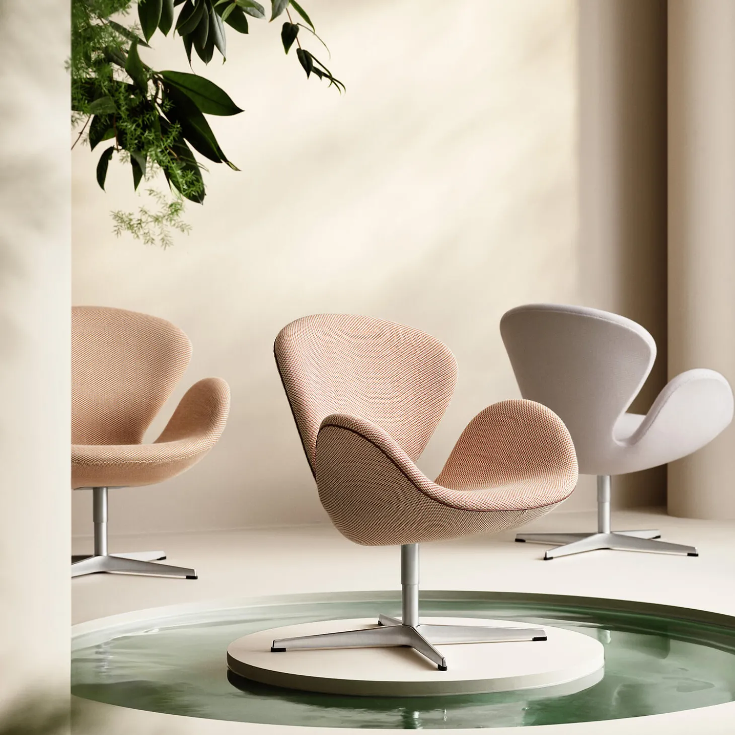 Svanen™ 3320 loungestol, creme/brown 0428