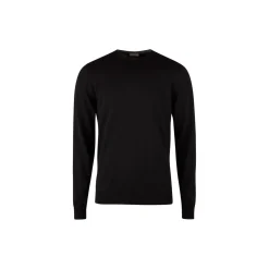 Sweater Knitted Crew Neck With Patch Merino Wool, black pattern