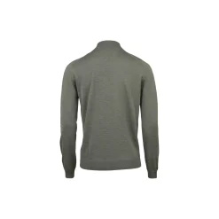 Sweater Knitted Half Zip Merino Wool, green