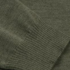 Sweater Knitted Half Zip Merino Wool, green