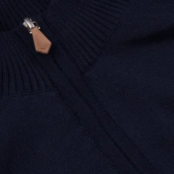 Sweater Knitted Half Zip Merino Wool, navy