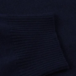 Sweater Knitted Half Zip Merino Wool, navy