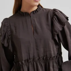 Terra Frill Blouse, chocolate plum