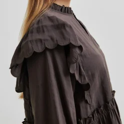 Terra Frill Blouse, chocolate plum