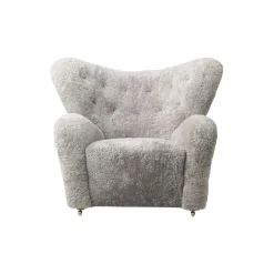 The Tired Man Lounge Chair & Ottoman, dark stained oak/green tea