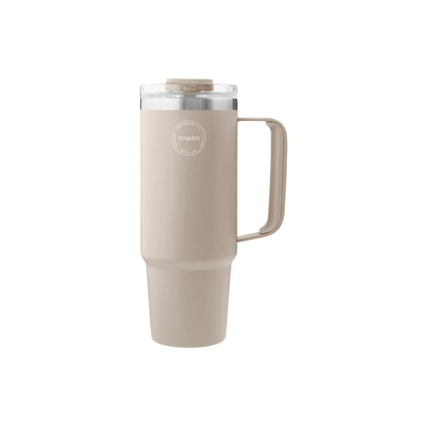 Thermo Cup With Straw, cream beige