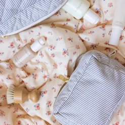 Toilettaske, classic stripes blue/praline