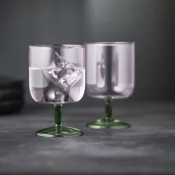 Torino vinglas 2 stk., pink/grøn