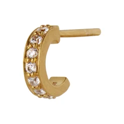 Tres Petit Creol with White Stones Earring Gold