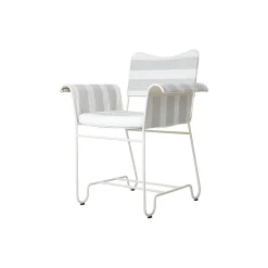 Tropique Dining Chair without Fringes, Leslie Stripe Limonta 20/classic white semi matt