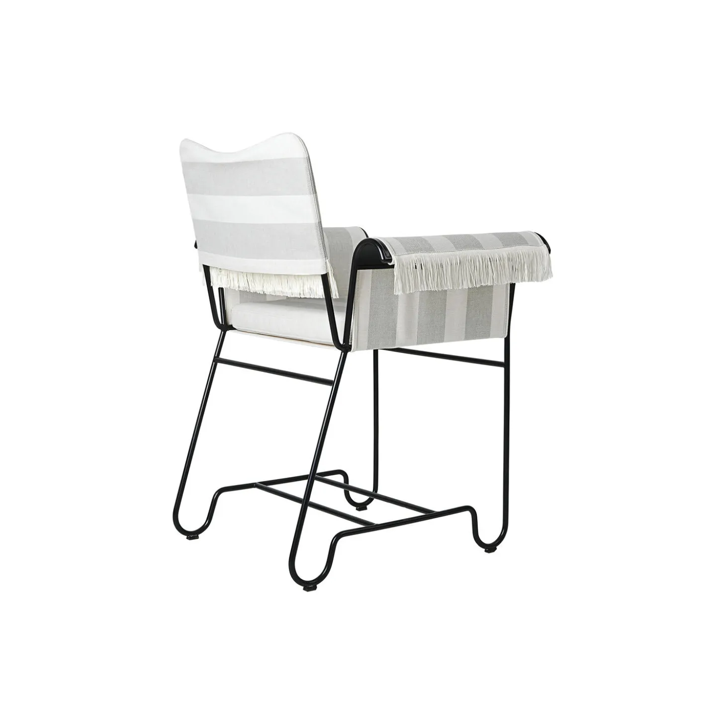 Tropique Dining Chair with Fringes, Leslie Stripe Limonta 20/classic black
