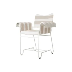 Tropique Dining Chair with Fringes, Leslie Stripe Limonta 40/classic white semi matt