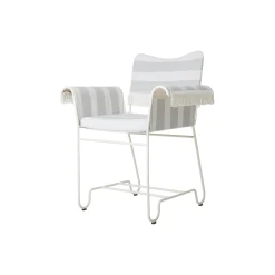 Tropique Dining Chair with Fringes, Leslie Stripe Limonta 20/classic white semi matt
