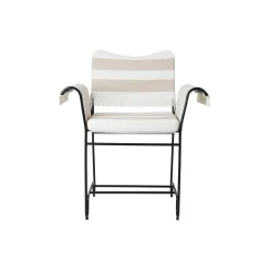 Tropique Dining Chair with Fringes, Leslie Stripe Limonta 40/classic black