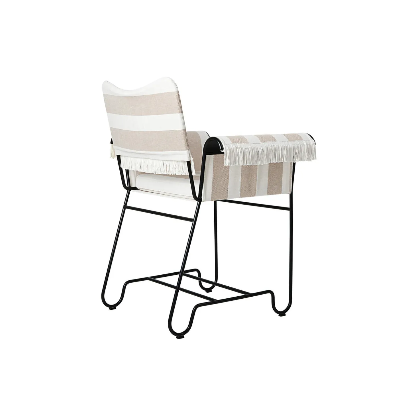 Tropique Dining Chair with Fringes, Leslie Stripe Limonta 40/classic black