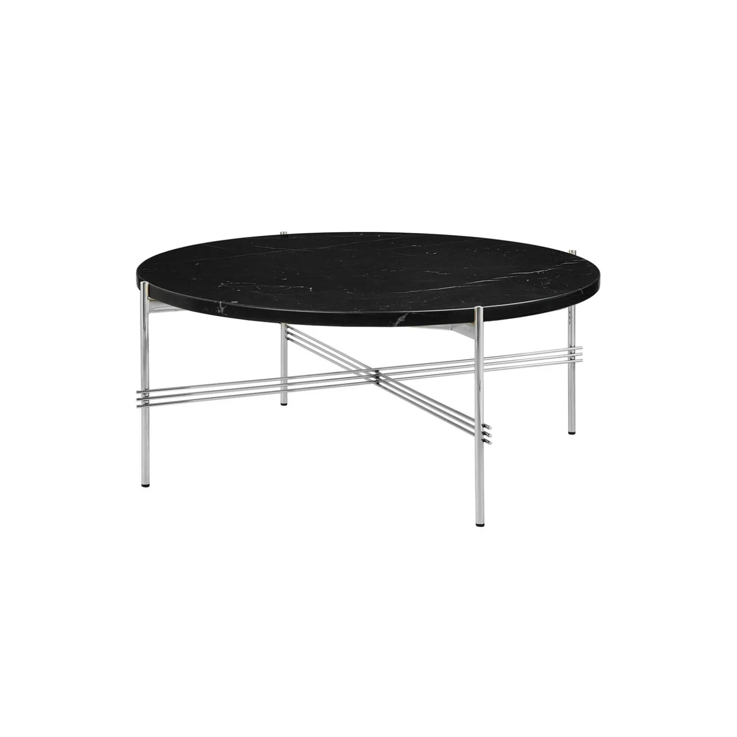 TS Coffee Table Ø80, black marquina marble/steel
