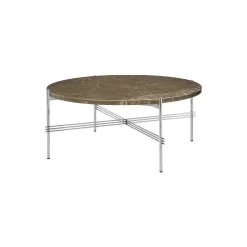 TS Coffee Table Ø80, brown emperador marble/steel