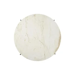 TS Coffee Table Ø80, neutral white travertine/steel