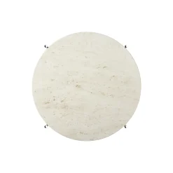 TS Coffee Table Ø55, neutral white travertine/steel